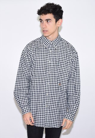VINTAGE 90S BLUE WHITE CHECKERED TOMMY HILFIGER SHIRT
