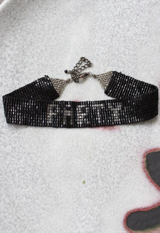 90S BLACK BEADED PARTY CHOCKER