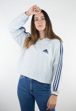 Vintage Adidas 90s Crop Sweatshirt Jumper Pullover