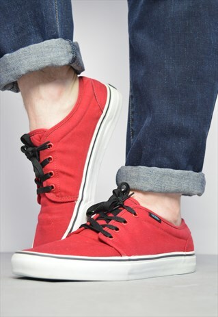 VINTAGE 90S VANS RED SKATE SHOES TRAINERS PREPPY RETRO