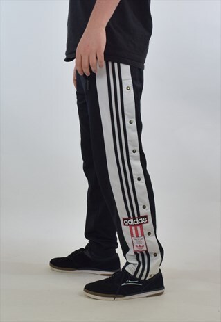 VINTAGE 90S BLACK WHITE ADIDAS TRACKSUIT BOTTOMS JOGGERS