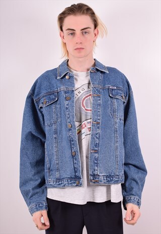 MENS VINTAGE DENIM JACKET XL BLUE 90S