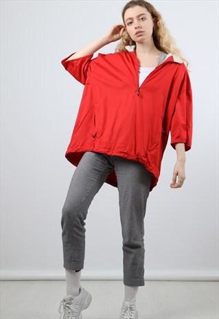 ADIDAS LARGE RED WINDBREAKER SHORT SLEEVE PULLOVER JACKET