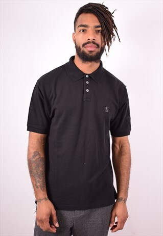 CALVIN KLEIN MENS VINTAGE POLO SHIRT LARGE BLACK 90S