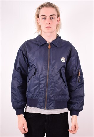 LONSDALE MENS VINTAGE HARRINGTON JACKET SMALL BLUE 90S