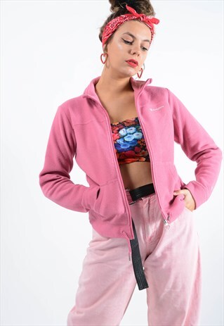 CHAMPION ZIP UP FLEECE IN PINK WITH LOGO