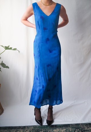 VINTAGE 1990'S BLUE FLORAL DRESS