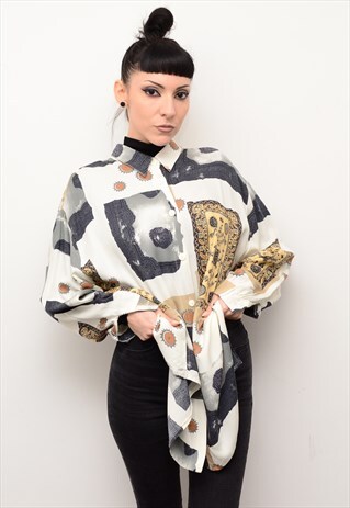 VINTAGE 90'S INDIE FOLK PATTERNED OVERSIZED SHIRT