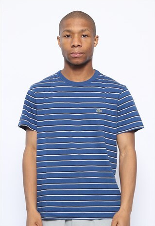 VINTAGE LACOSTE LOGO STRIPED T-SHIRT BLUE
