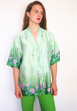 VINTAGE GREEN MODERN ORIENTAL SHIRT