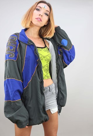 VINTAGE 80S 90S OVERSIZED FESTIVAL SHELL WINDBREAKER JACKET
