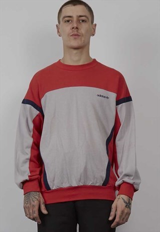 VINTAGE 70'S ADIDAS GREY / RED SWEATER
