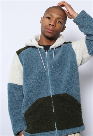 VINTAGE NAPAPIJRI SHERPA PILED FLEECE LOGO HOODIE