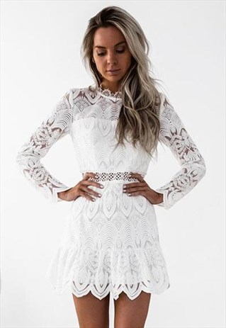 White Lace Mini Dress