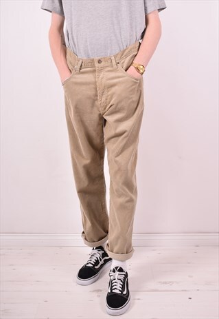 CHAPS RALPH LAUREN MENS VINTAGE CORDUROY JEANS W32 L29 BEIGE