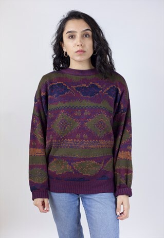 VINTAGE 90'S PATTERNED WOOLEN JUMPER