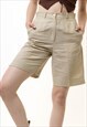 PLEATED BEIGE HIGH WAISTED WOMAN COTTON SHORTS 5427
