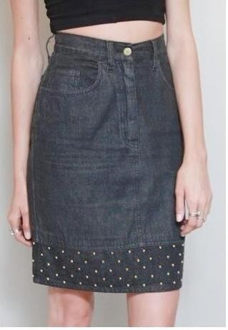 VINTAGE 1980'S MOSCHINO HIGH WAISTED TIGHT DENIM MINI SKIRT