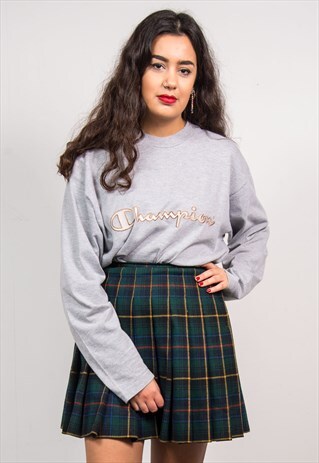 VINTAGE 90'S TARTAN CHECK PLEATED HIGH WAIST MINI SKIRT