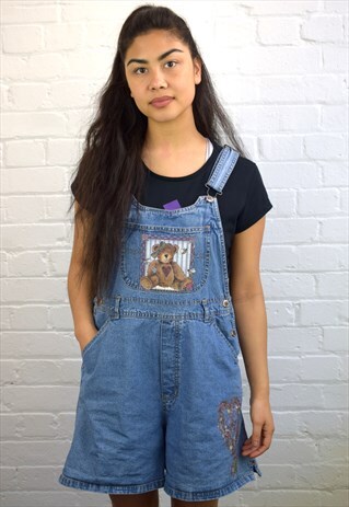 VINTAGE 90'S DENIM DUNGAREE SHORTS