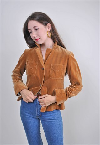 90S BROWN MINIMALIST COCTAIL BAR BLAZER, SIZE S