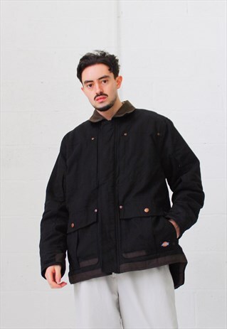 VINTAGE DICKIES CANVAS WORKER JACKET IN BLACK