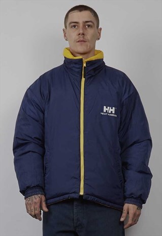 VINTAGE 90'S HELLY HANSEN YELLOW/ BLUE REVERSIBLE PUFFE