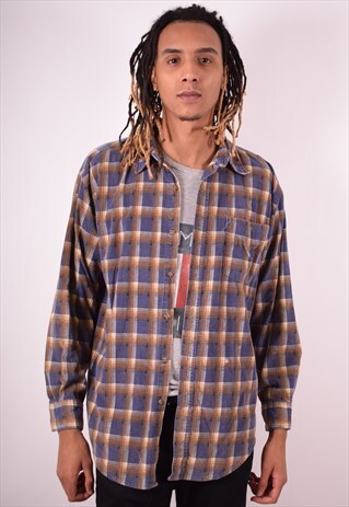 MENS VINTAGE CORDUROY SHIRT XL MULTI CHECK 90S