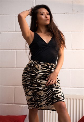 WILD PRINT A-LINE SKIRT
