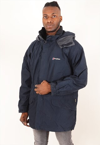 VINTAGE BERGHAUS RAIN COAT NAVY BLUE