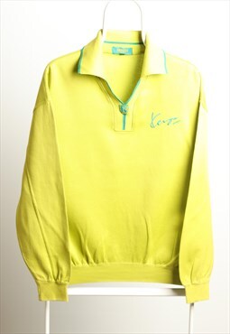 Kenzo Vintage V-neck Logo Sweatshirt Neon Green