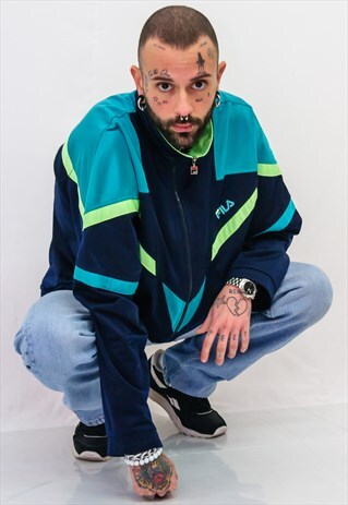 VINTAGE FILA TRACK JACKET WITH LITTLE LOGO IN DARK BLUE B152