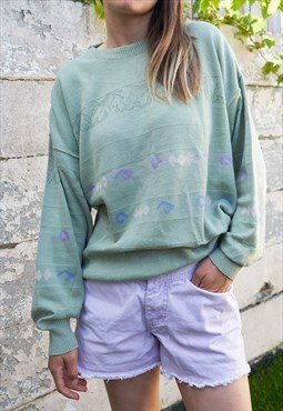 90s Vintage Dusty Green Jumper
