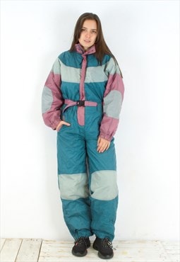 Ski Suit M Jumpsuit Overalls Coveralls Padded Belted 80s