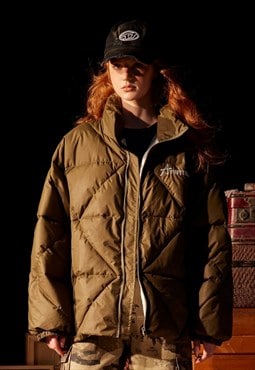 Quilted puffer padded utility bomber jacket grunge coat