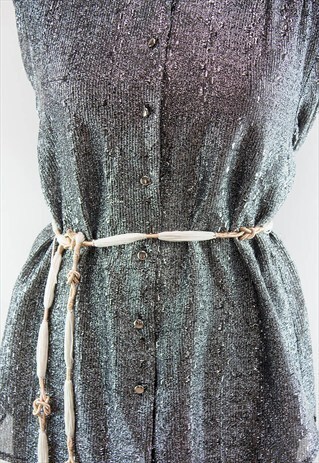 VINTAGE 80S ORNATE WOVEN & TWISTED FABRIC BELT