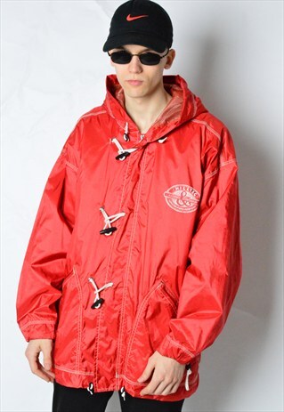 KILLTEC VINTAGE 90S RED DUFFLE RAIN COAT