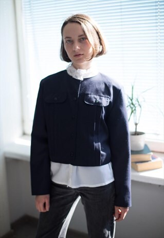 VINTAGE 90'S DARK BLUE/BLACK CROPPED JACKET
