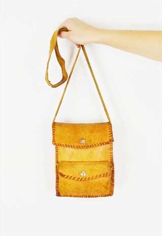 TAN BROWN LEATHER SHOULDER BAG