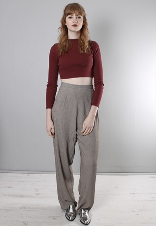 VINTAGE 80S HOUNDSTOOTH PATTERNED HIGH WAISTED TROUSERS
