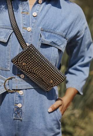 STUDDED METAL BELT BAG