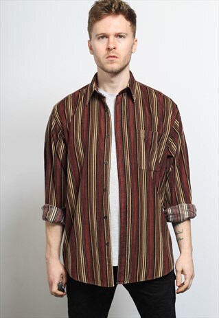 VINTAGE CORDUROY CORD STRIPED SHIRT