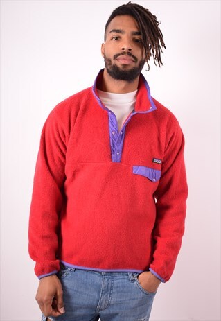 PATAGONIA MENS VINTAGE FLEECE JUMPER MEDIUM RED 90S