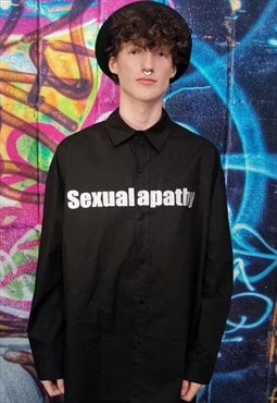 Apathy slogan party shirt shiny pattern blouse punk top 