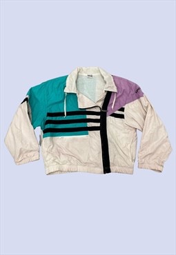 Vintage 90s White Pink Zip Festival Shell Jacket 