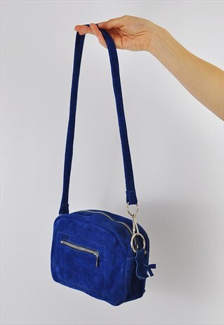 VINTAGE 1970S BLUE SUEDE SHOULDER BAG