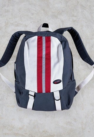 Vintage Nike Bag Backpack Striped Beige Red Grey 90s