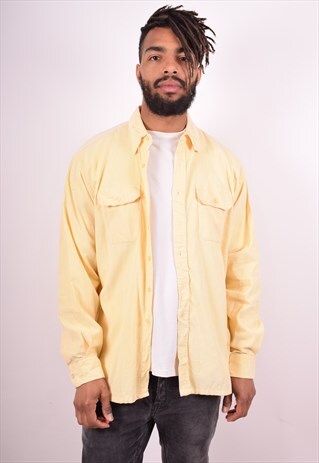 MENS VINTAGE CORDUROY SHIRT XL YELLOW 90S
