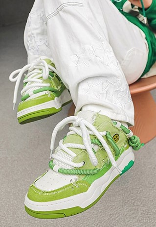 Skater sneakers chunky sole trainers going out shoes green