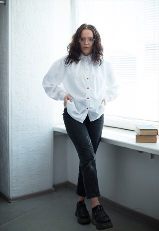 VINTAGE 80'S WHITE PUFF SLEEVED BLOUSE